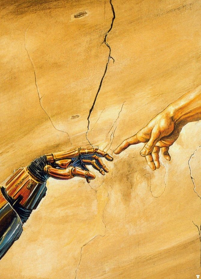 When man merges with machine by Bob Eggleton